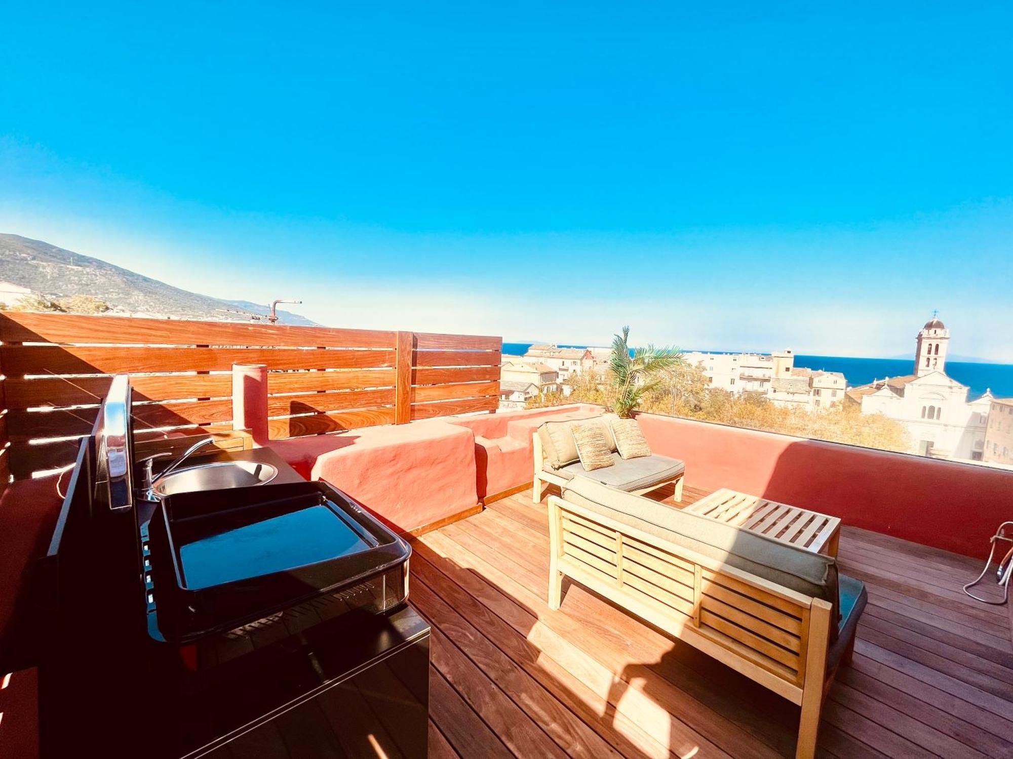 בסטיה Pepites Bastiaises Piazza D'A Appartement Roof Top Vue Mer מראה חיצוני תמונה